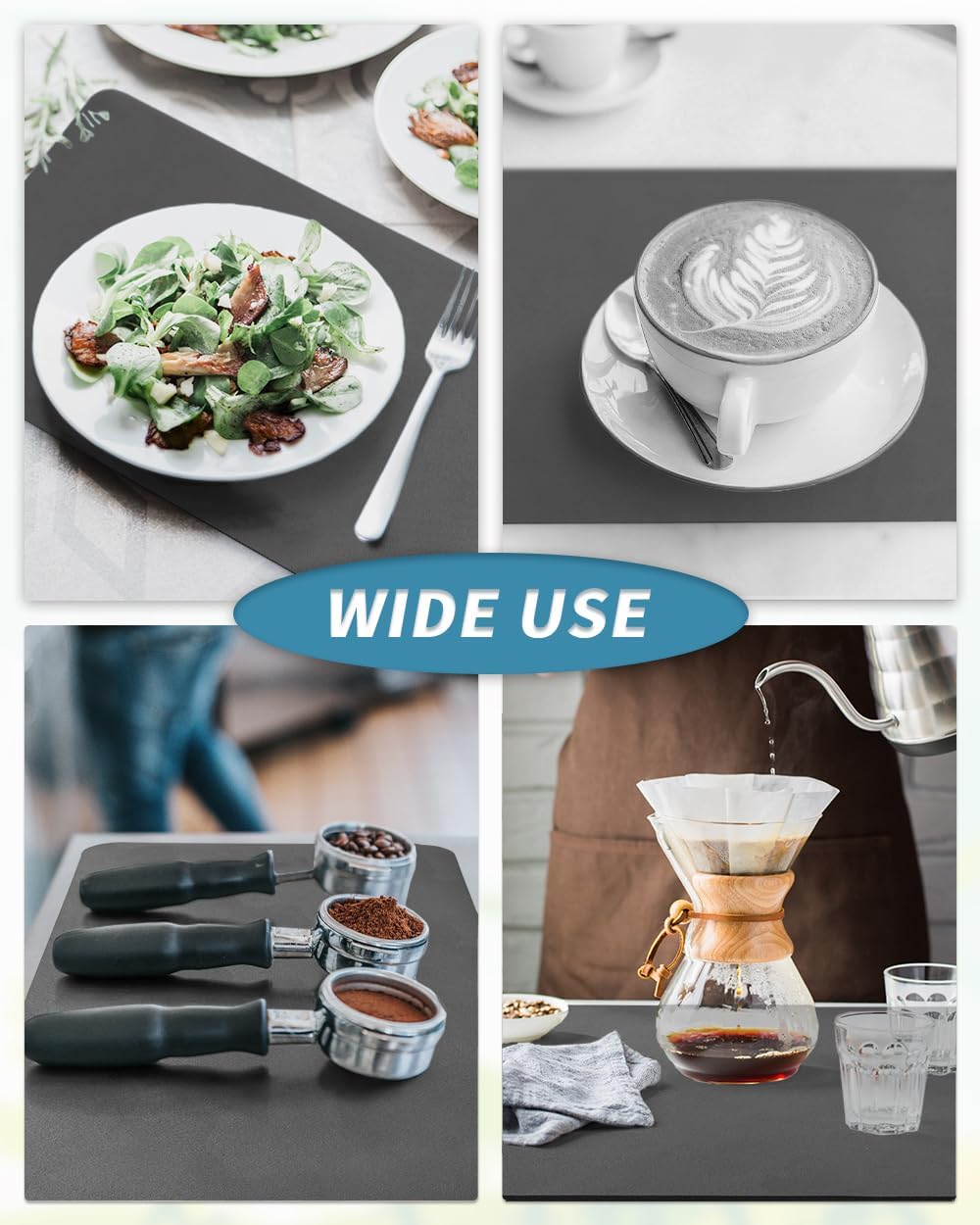 AMOAMI Dish Drying Mat for Kitchen Counter-Coffee Mat Bar Accessories, Hide Stain, Rubber Backed, Absorbent, Fit Under Coffee Maker, Espresso Machine, Pot, Dish Rack, 12x19, Dark Grey